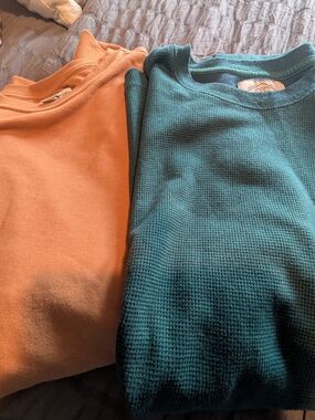Amazon Essentials Orange Men's Lightweight Top And St John's Bay Waffle  Top